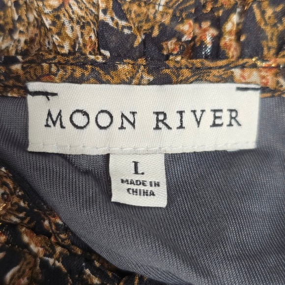 Moon River Floral Maxi Dress Ruffle Maxi Size L Boho Cottagecore Prairie Tiered - Picture 7 of 13